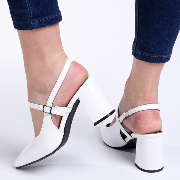 Madison Ladies Slingback Fashion Court Heel- White