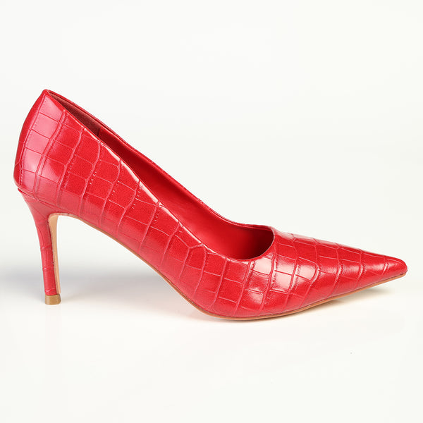 Madison Quinley Stiletto Court - Dark Red Croc
