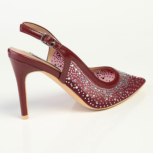 Madison Quinn Closed Toe Slingback Diamond - Wine