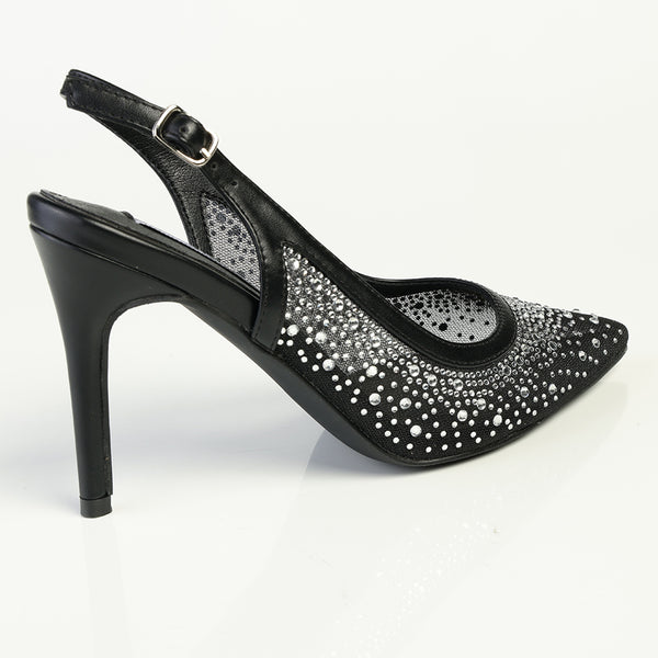 Madison Quinn Closed Toe Slingback Diamond - Black