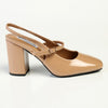 Madison Qia Almond Toe Slingback Block Heel - Nude