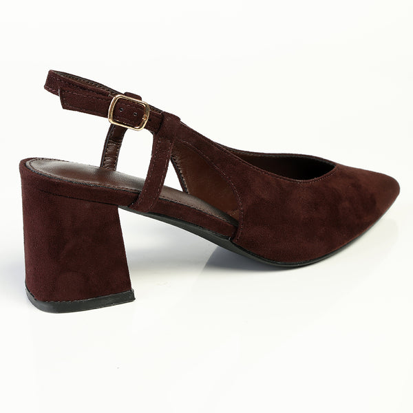 Madison Quest V Vamp Slingback On Medium Block Heel - Chocolate