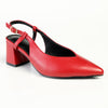 Madison Quest V Vamp Slingback On Medium Block Heel - Dark Red