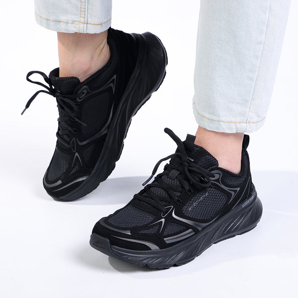 Skechers Edgeride Lace Up Sneaker - Black