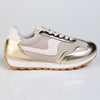 Madison Jullian Lace Up Sneaker With Side Panel  - Gold/Beige