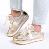 Madison Jullian Lace Up Sneaker With Side Panel  - Gold/Beige