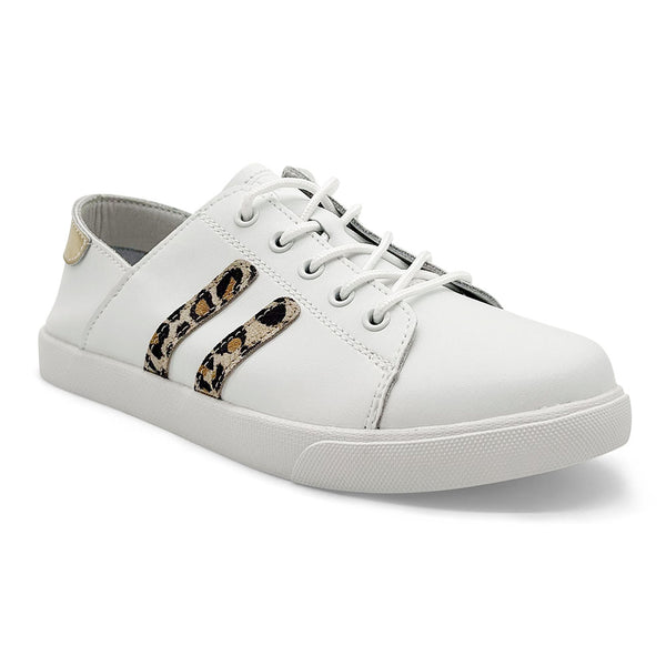 Julz Vicki Leather Sneaker - White Leopard Stripes