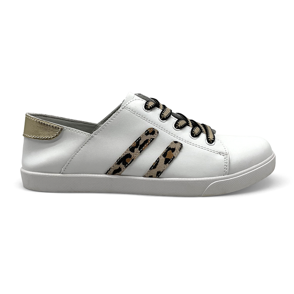 Julz Vicki Leather Sneaker - White Leopard Stripes