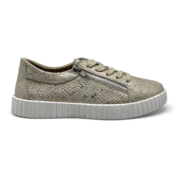 Julz Valentina Leather Sneaker - Gold Snake