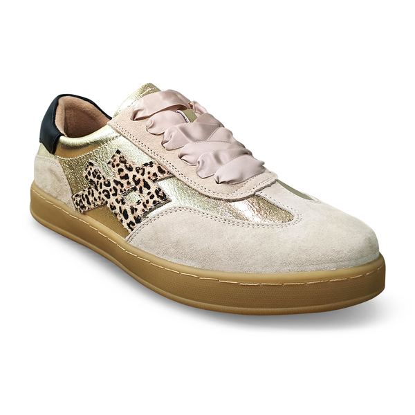 Julz Lumi Leather Sneaker - Gold Leopard
