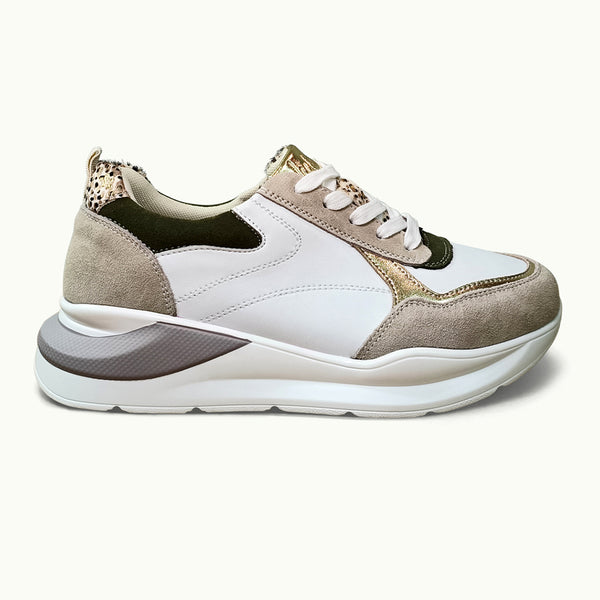 Julz Dara Leather Sneaker - Olive Neutral