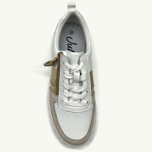 Julz Iris Leather Sneaker - White/Gold