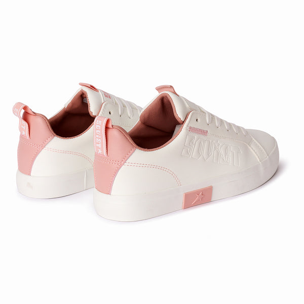 Soviet Ladies Hollywood Lace Up Sneaker - White Pink