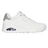 Skechers Uno Lace Up Sneaker - White/ Silver