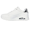 Skechers Uno Lace Up Sneaker - White/ Silver