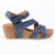 Alessio Ladies Cork Velcro Strap Wedge Sandal - Blue