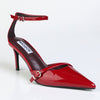 Madison Oda Open Waist Ankle Tie Court Heel - Wine