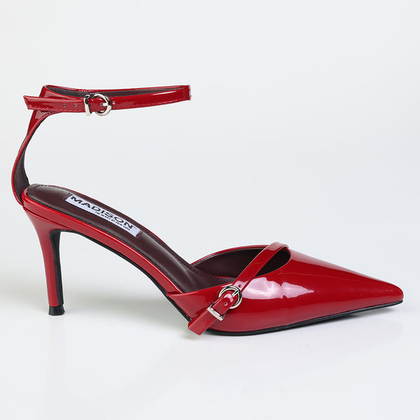 Madison Oda Open Waist Ankle Tie Court Heel - Wine