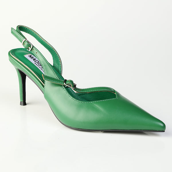 Madison Odelle V-Vamp Stiletto Slingback - Dark Green