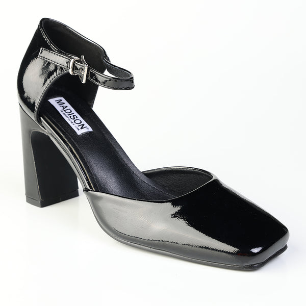 Madison Odessa Open Waist Ankle Tie Block Heel Court - Black