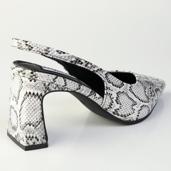 Madison Odette Basic Slingback On Block Heel - White Multi
