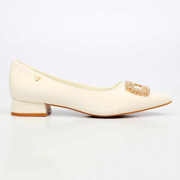 Butterfly Feet Leonore 1 Low Block Heel - White