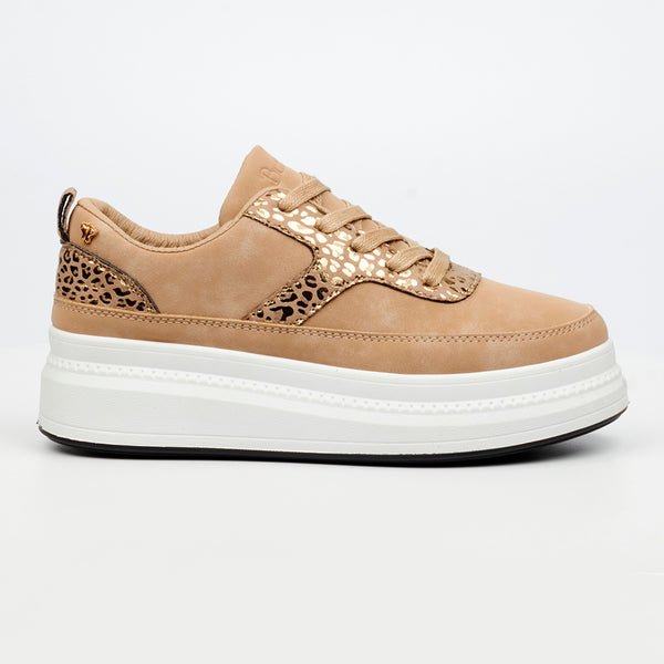 Butterfly Feet Senhora 26 Platform Animal Print Sneaker -  Taupe