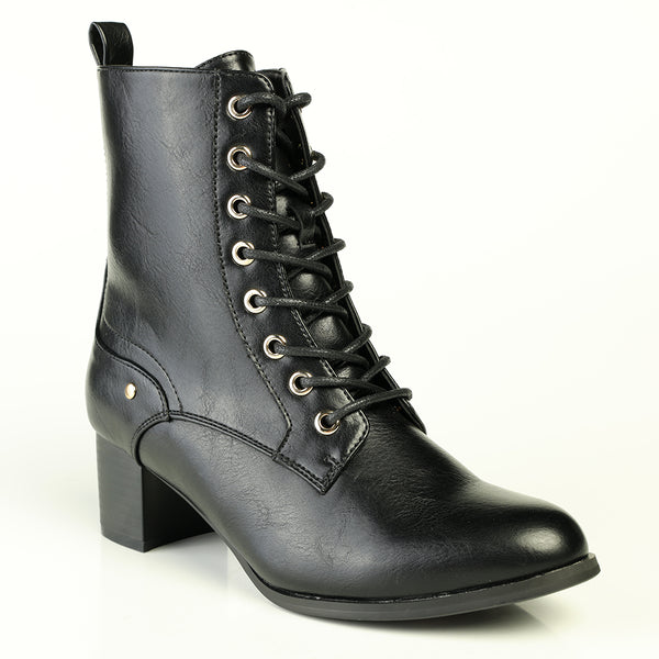 Franco Rossi Ladies Fashion Side Lace Up Boot - Black