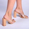 Madison Amanda Block Heel Sandals - Clear/Nude-Madison Heart of New York-Buy shoes online