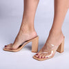 Madison Amanda Block Heel Sandals - Clear/Nude-Madison Heart of New York-Buy shoes online