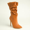 Madison Kessa Rouched Stiletto Boot - Tan-Madison Heart of New York-Buy shoes online