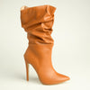 Madison Kessa Rouched Stiletto Boot - Tan-Madison Heart of New York-Buy shoes online