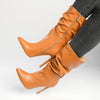 Madison Kessa Rouched Stiletto Boot - Tan-Madison Heart of New York-Buy shoes online